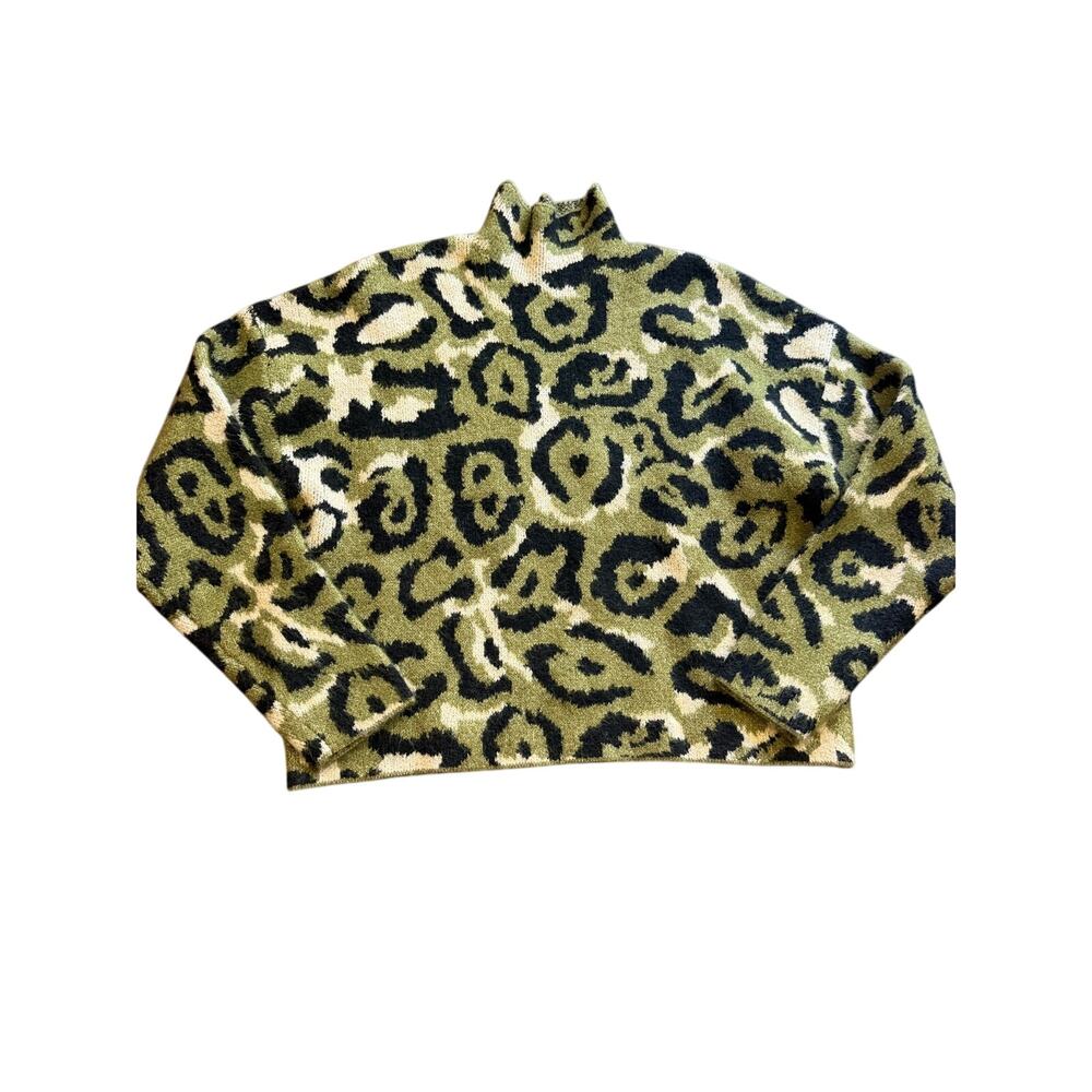 Zara leopard print mock neck sweater small